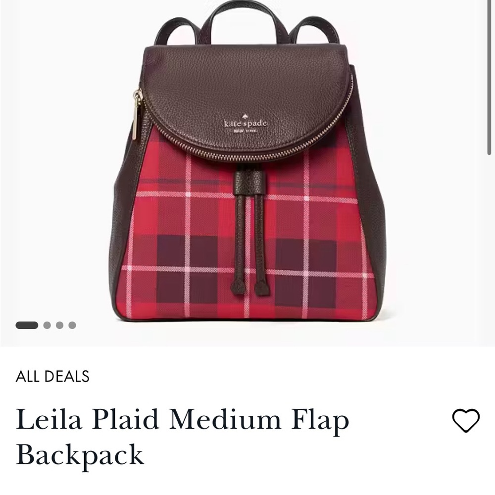 Leila Plaid Kate spade backpack